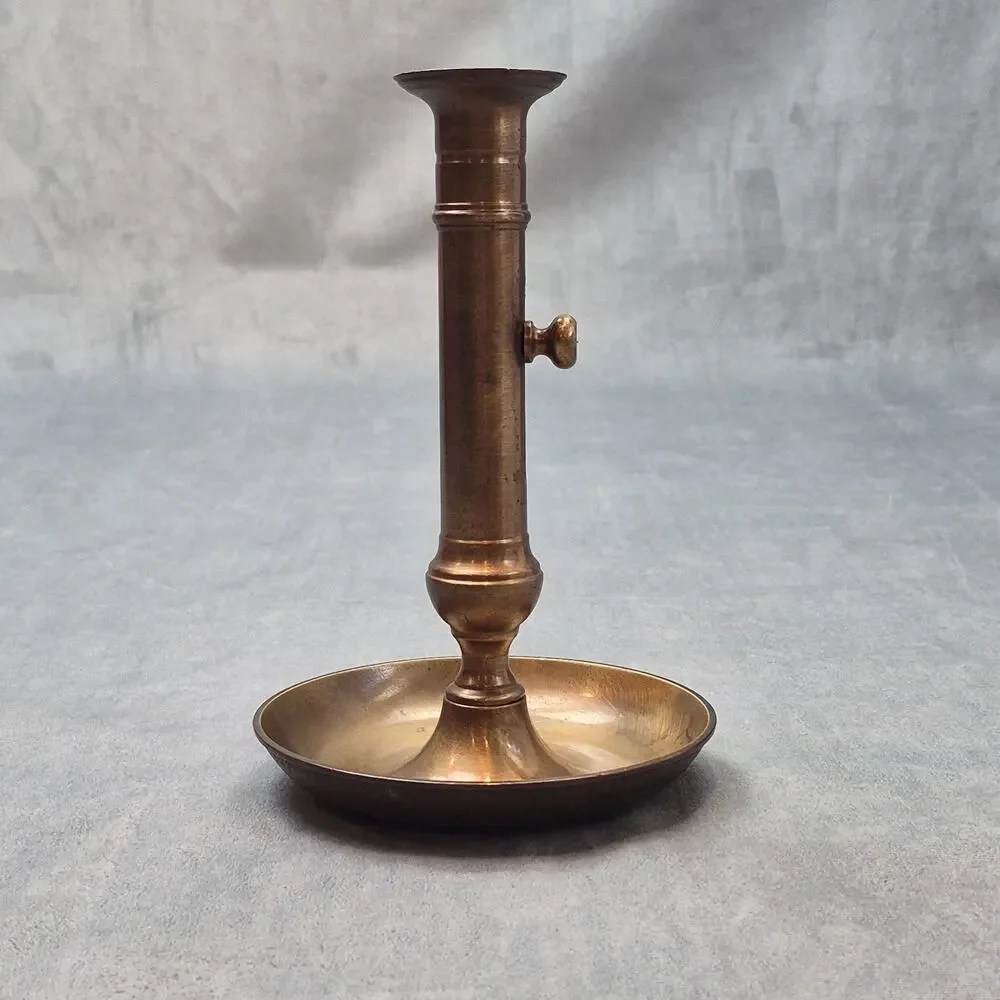 Vintage Brass Push-Up Candlestick Adjustable Antique Chamber Stick
